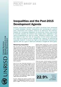 Inequalities and the Post-2015 Development Agenda (Research and Policy Brief)